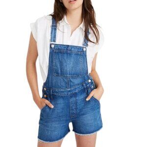 Madewell Adirondack Raw Hem Denim Overalls Shorts